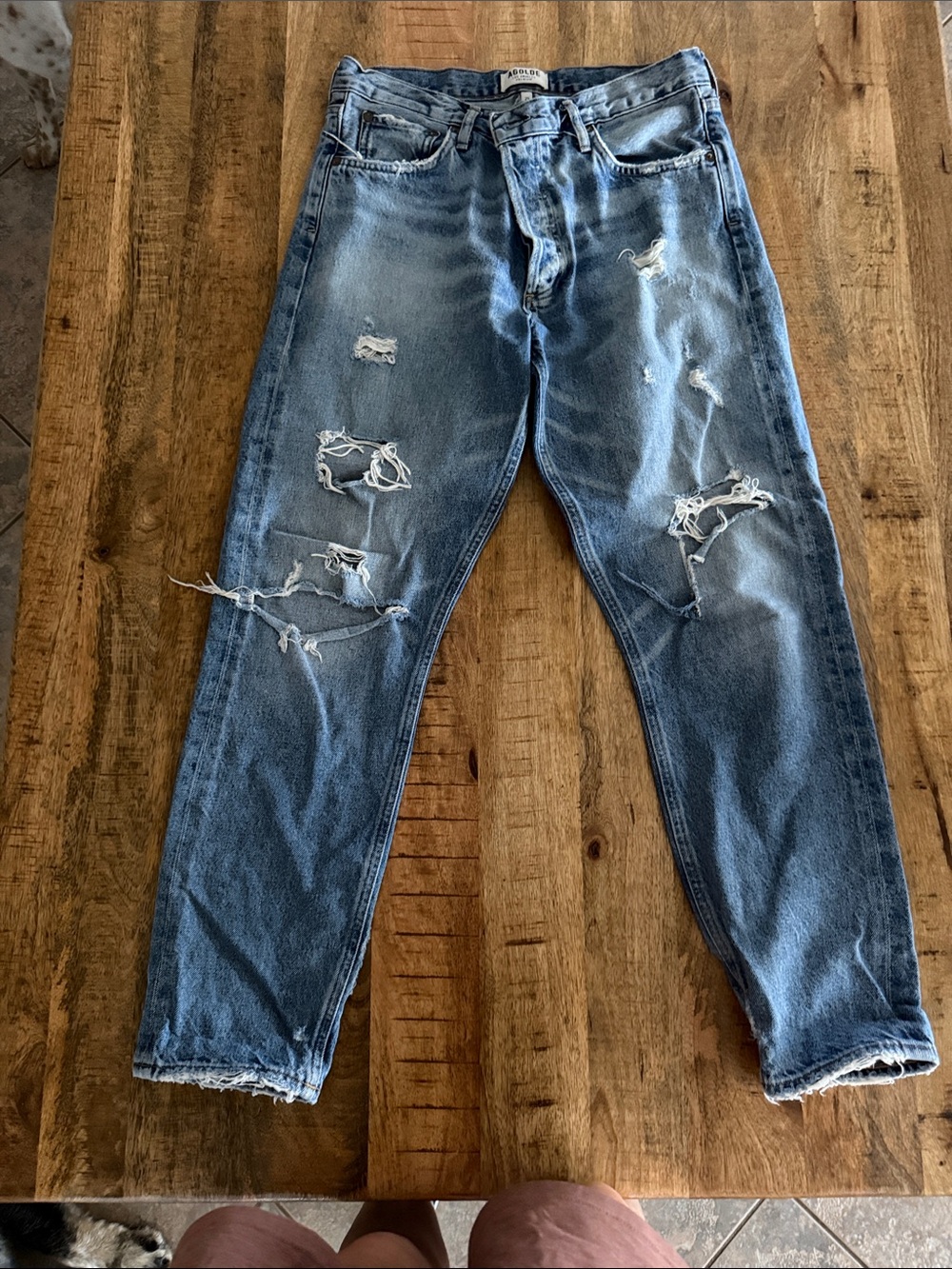 Agolde Distressed Light Blue Womens Jeans